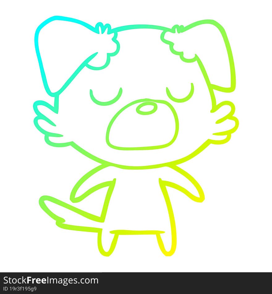 Cold Gradient Line Drawing Cartoon Dog