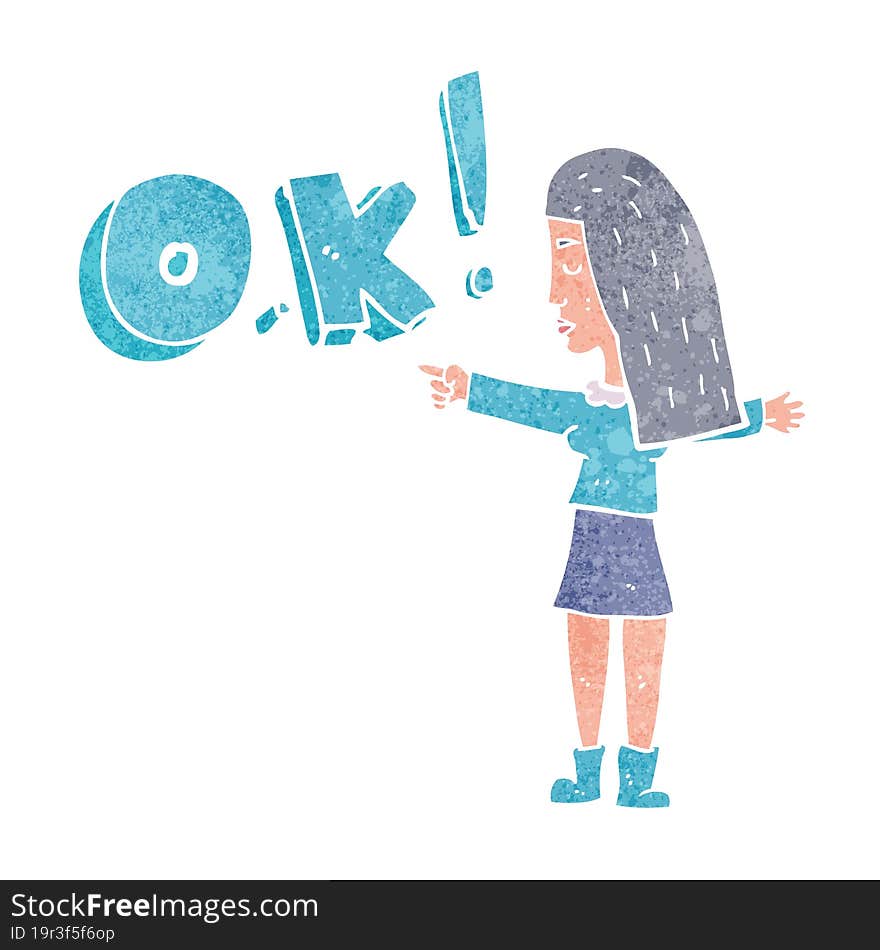 cartoon woman thinking OK