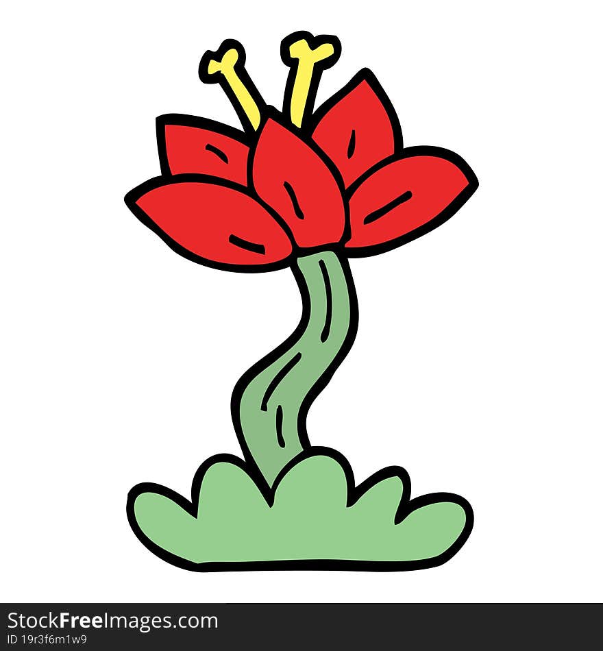 cartoon doodle red lilly