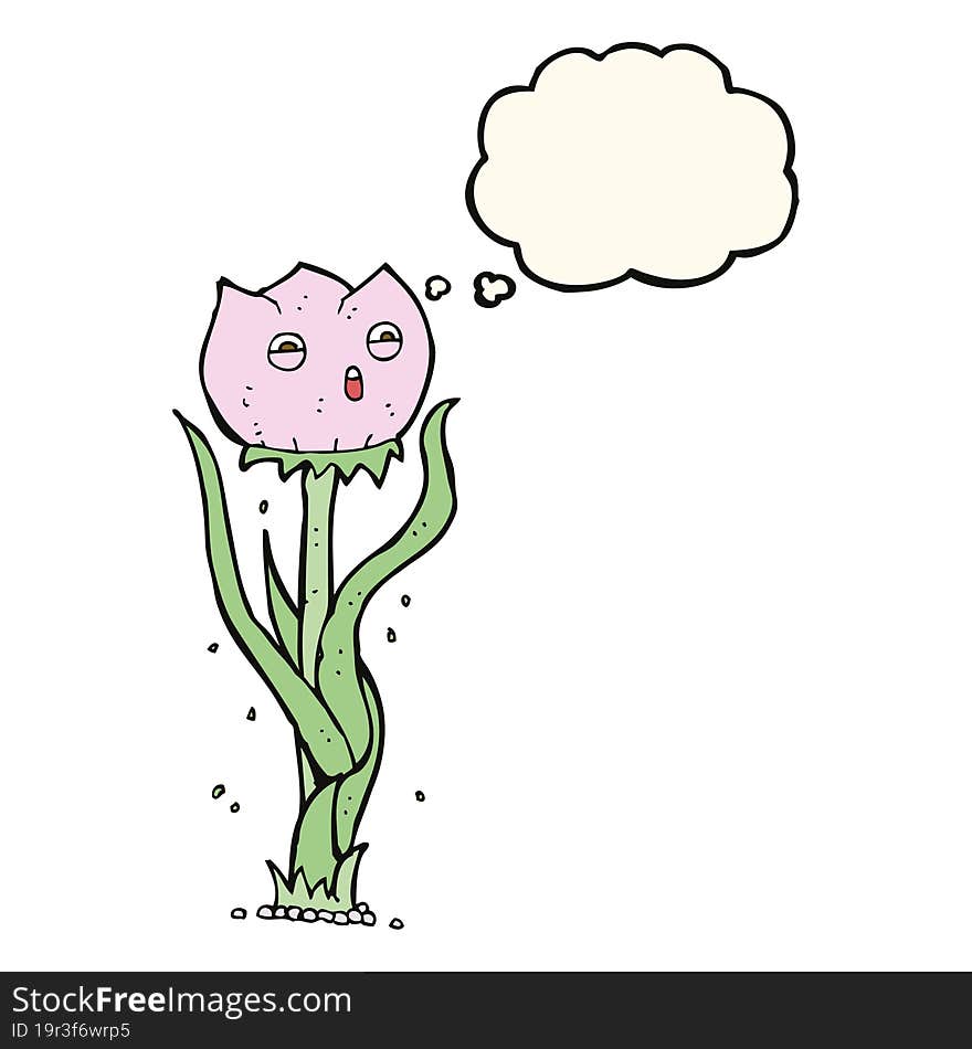 cartoon flower with thought bubble