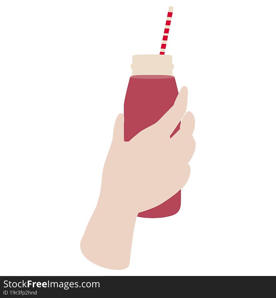 hand holding smoothie bottle