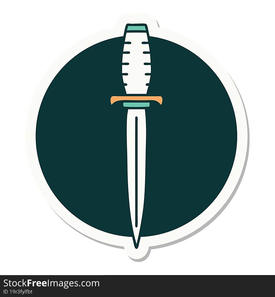 sticker of tattoo in traditional style of a dagger. sticker of tattoo in traditional style of a dagger