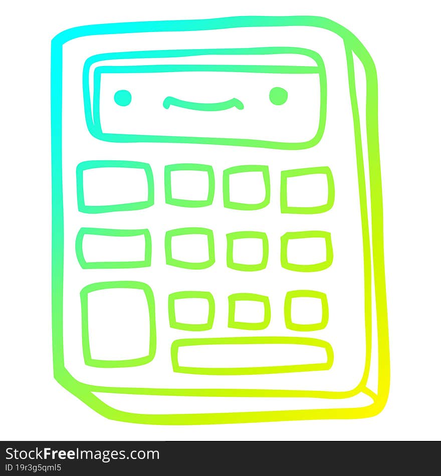 cold gradient line drawing cartoon calculator