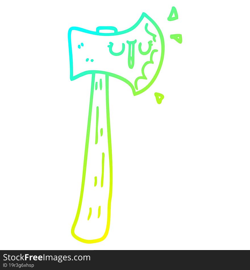 cold gradient line drawing cartoon axe