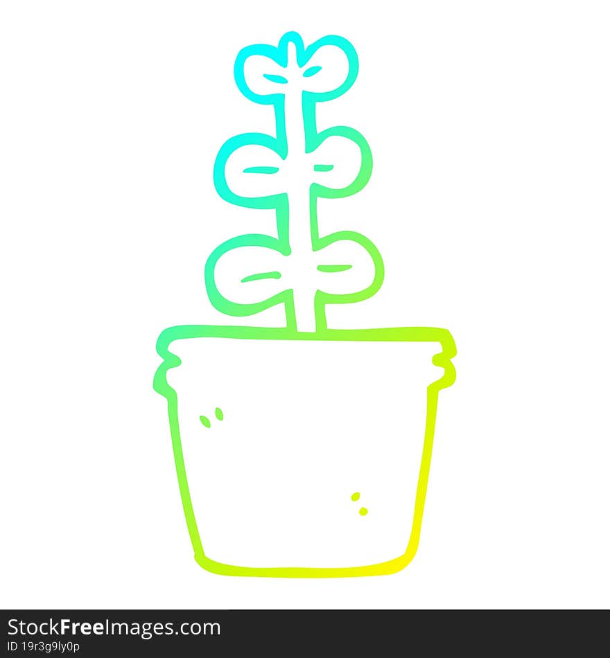 cold gradient line drawing cartoon house plant