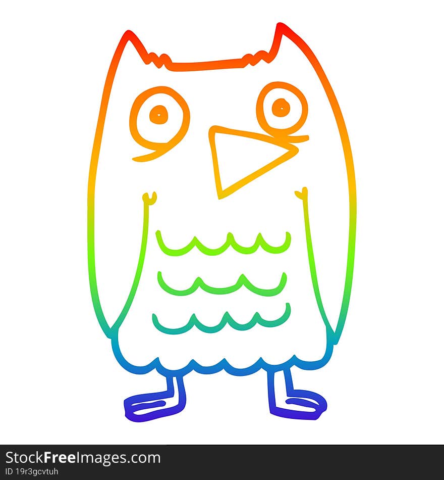 rainbow gradient line drawing funny cartoon owl