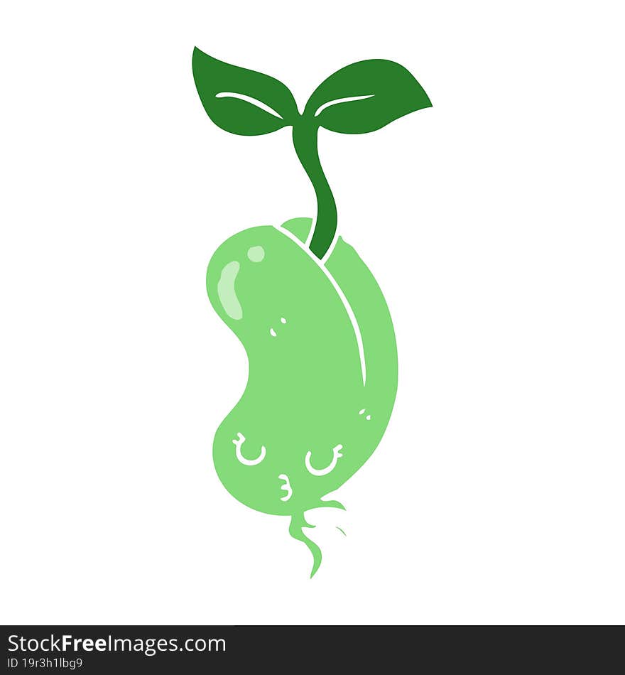 flat color style cartoon sprouting bean