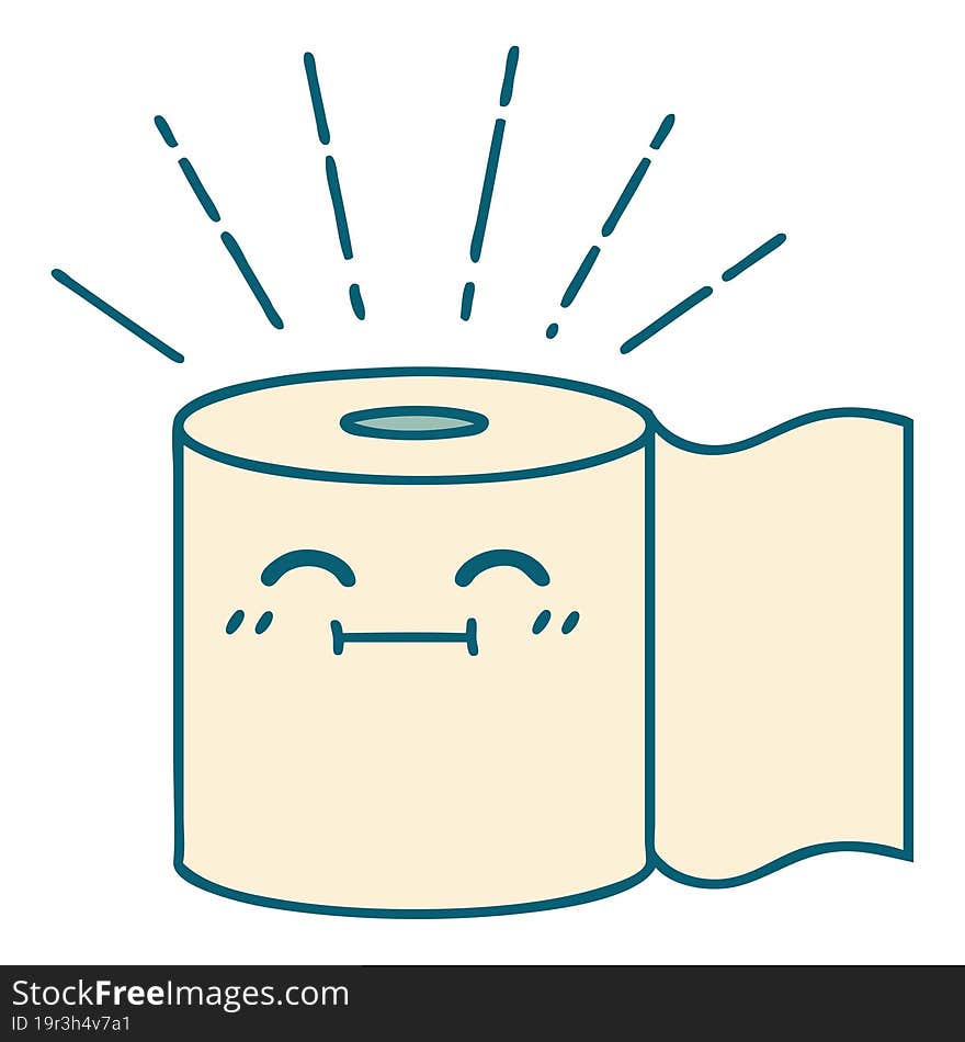 traditional tattoo style toilet paper character