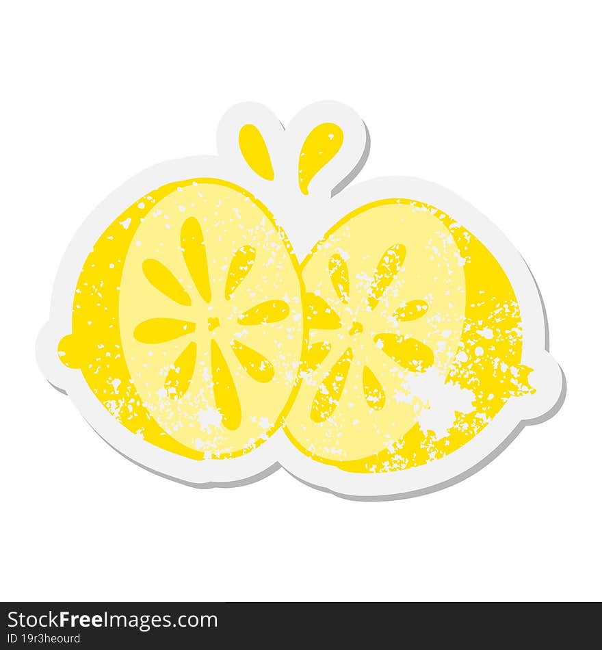 Sliced Fresh Lemon Grunge Sticker