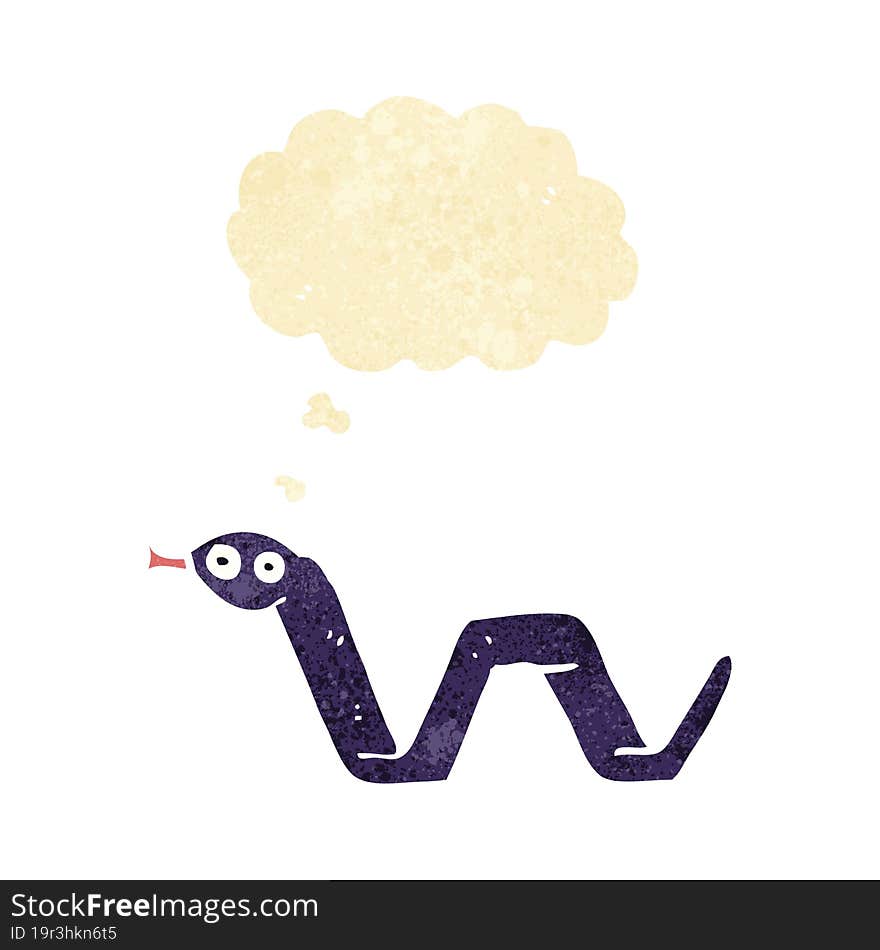 Funny Cartoon Snake With Thought Bubble