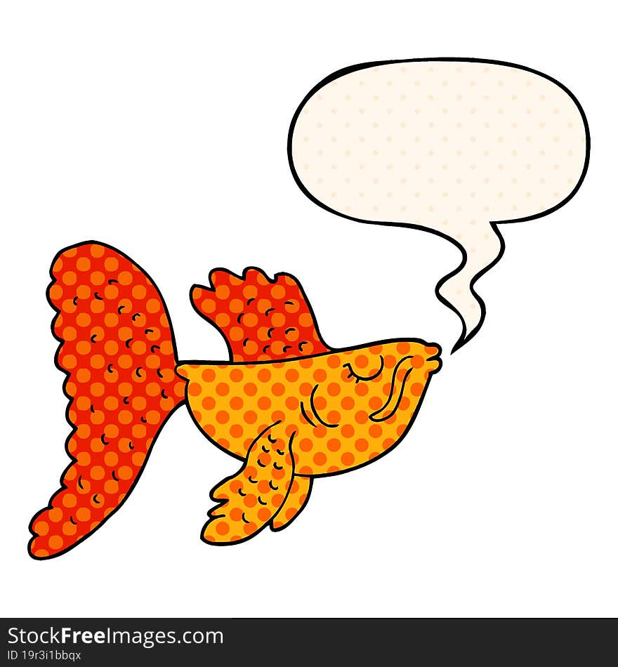 cartoon chinese fighting fish with speech bubble in comic book style