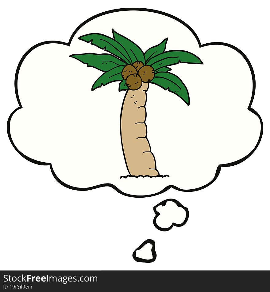 cartoon palm tree and thought bubble