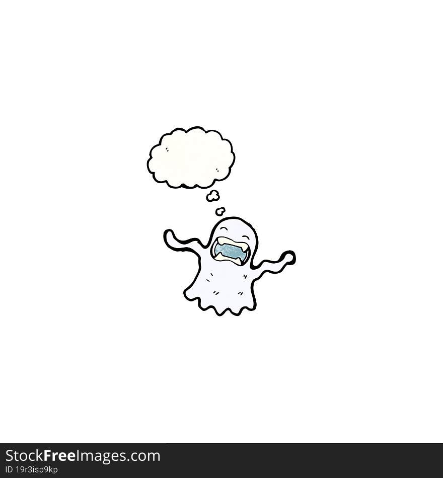 cartoon ghost with thougth bubble