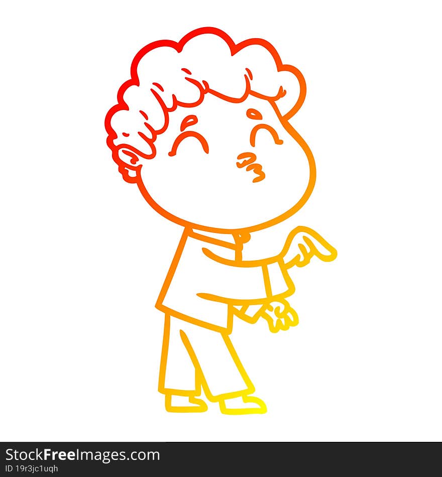 warm gradient line drawing cartoon man pouting