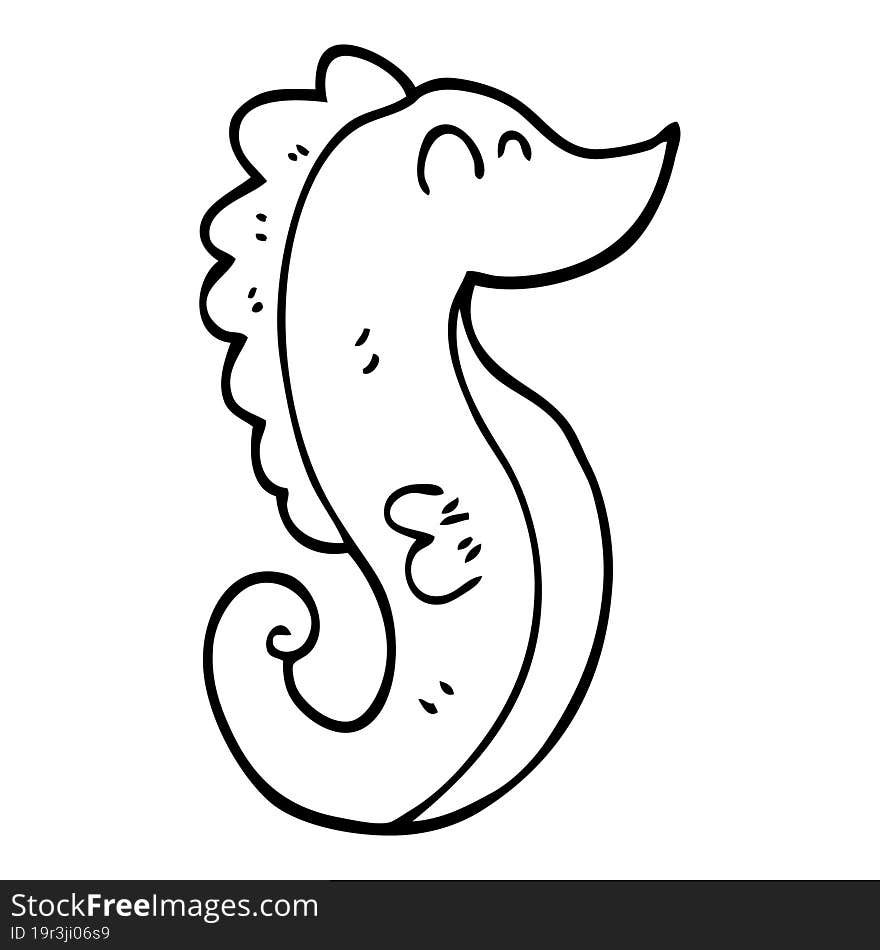 line drawing cartoon sea horse