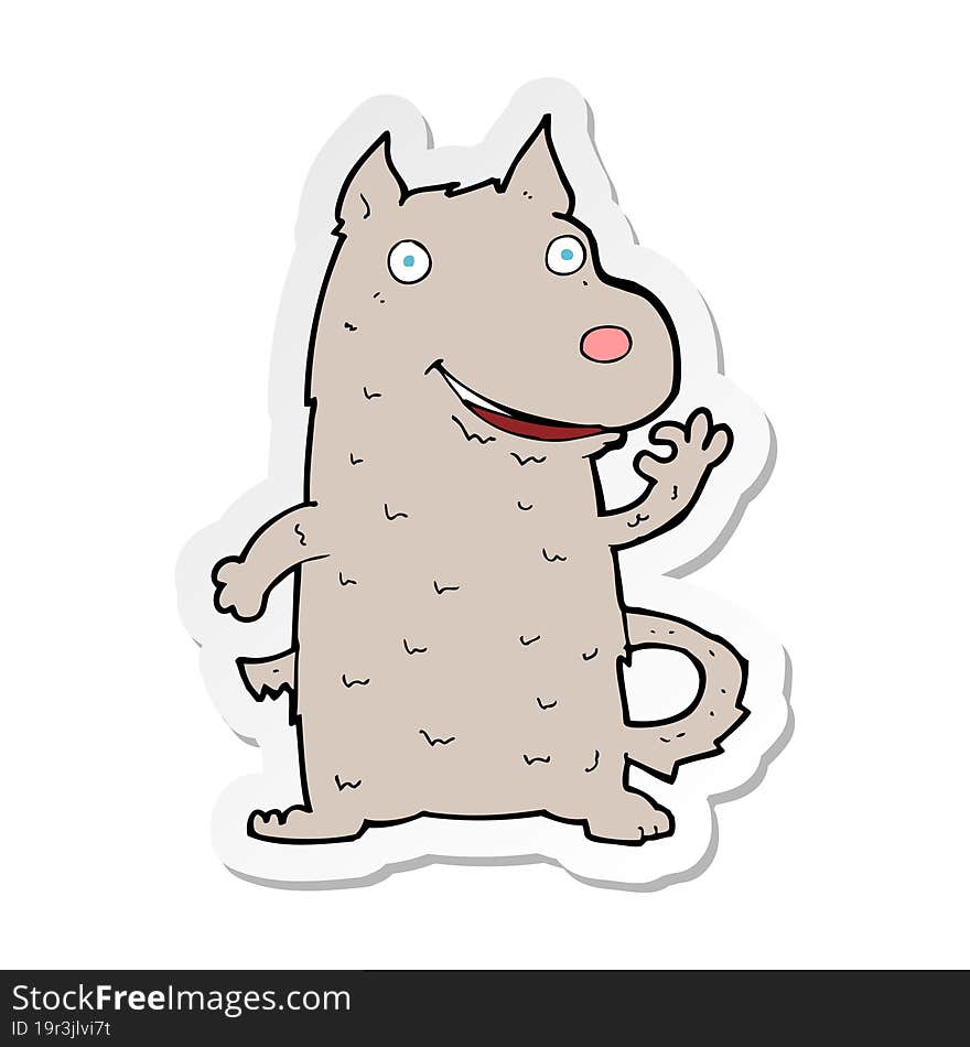 sticker of a cartoon happy dog