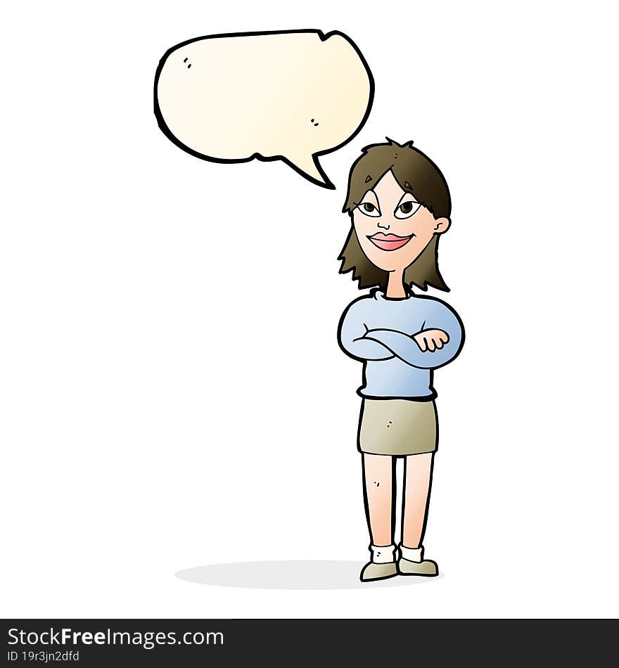 cartoon proud woman with speech bubble