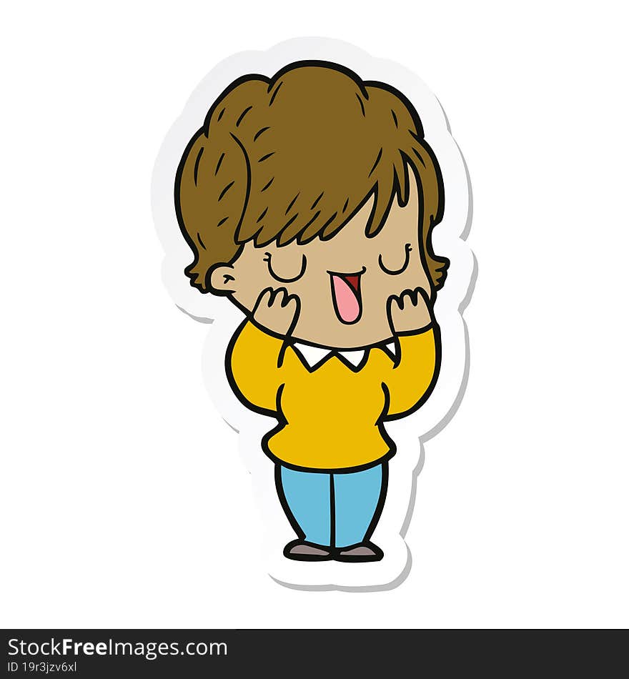 Sticker Of A Cartoon Woman Talking