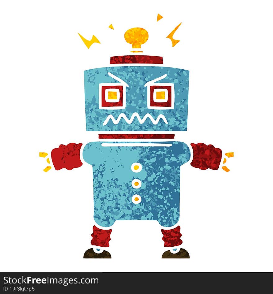 quirky retro illustration style cartoon robot