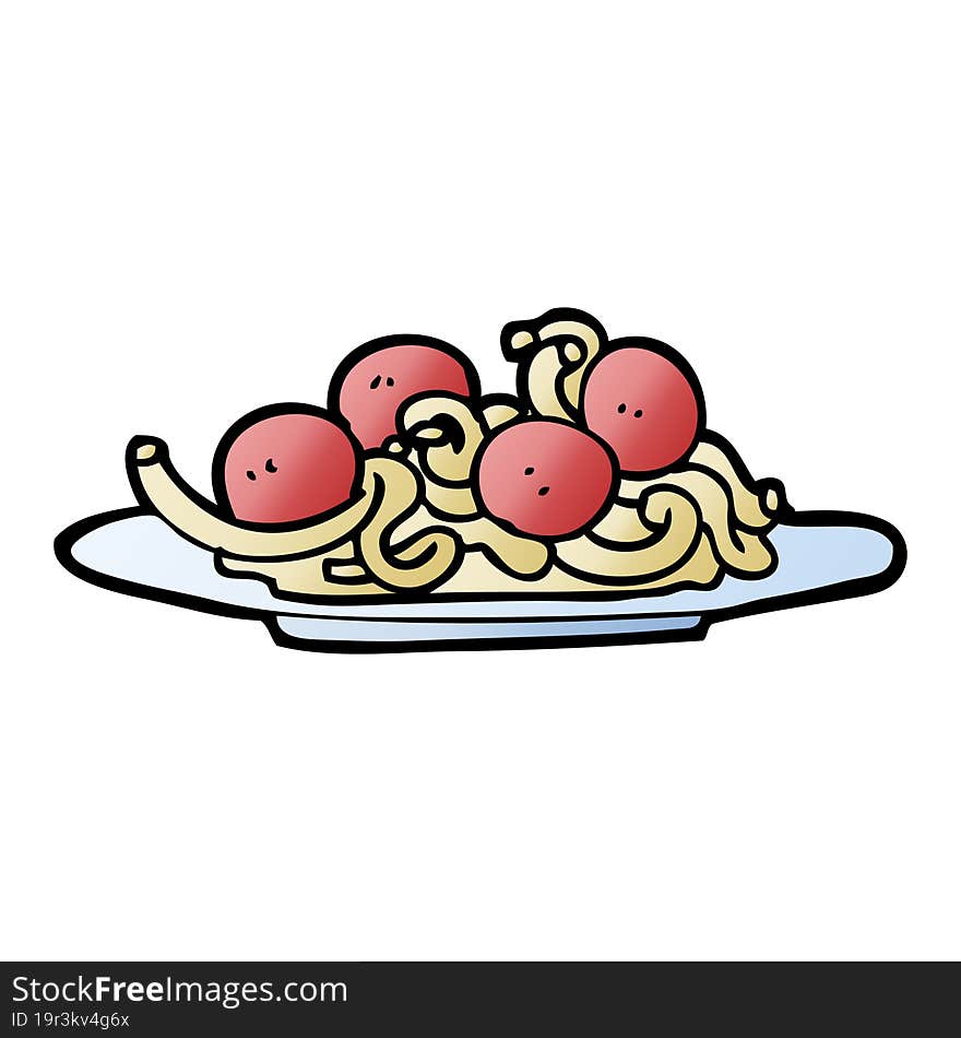 vector gradient illustration cartoon spaghetti and meatballs