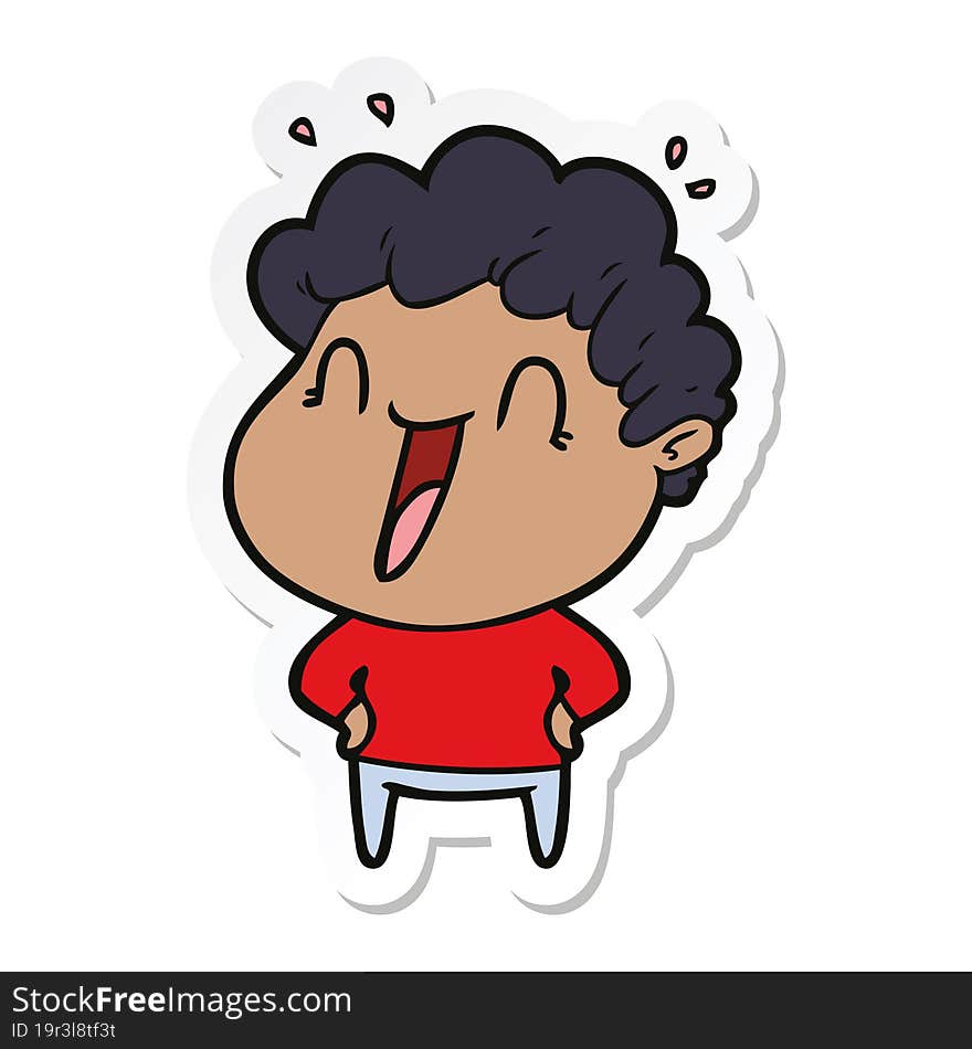 sticker of a cartoon happy man