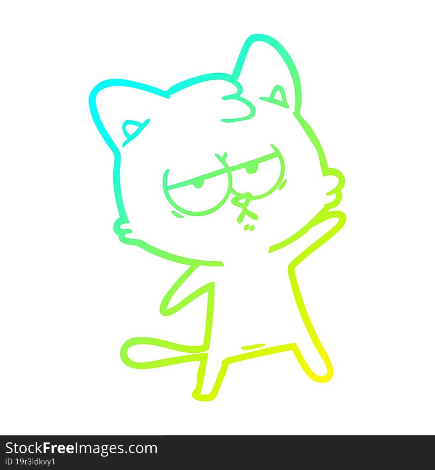 cold gradient line drawing bored cartoon cat