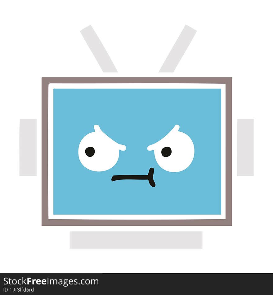 Flat Color Retro Cartoon Robot Head