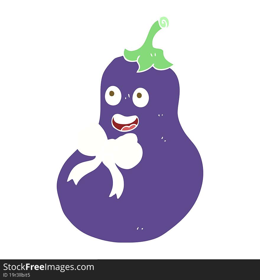 flat color illustration of a cartoon eggplant