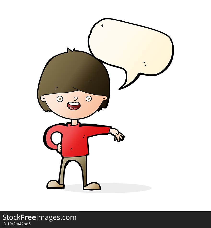 Cartoon Happy Man With Speech Bubble