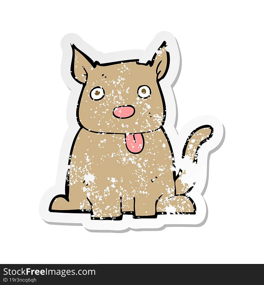 retro distressed sticker of a cartoon dog sticking out tongue