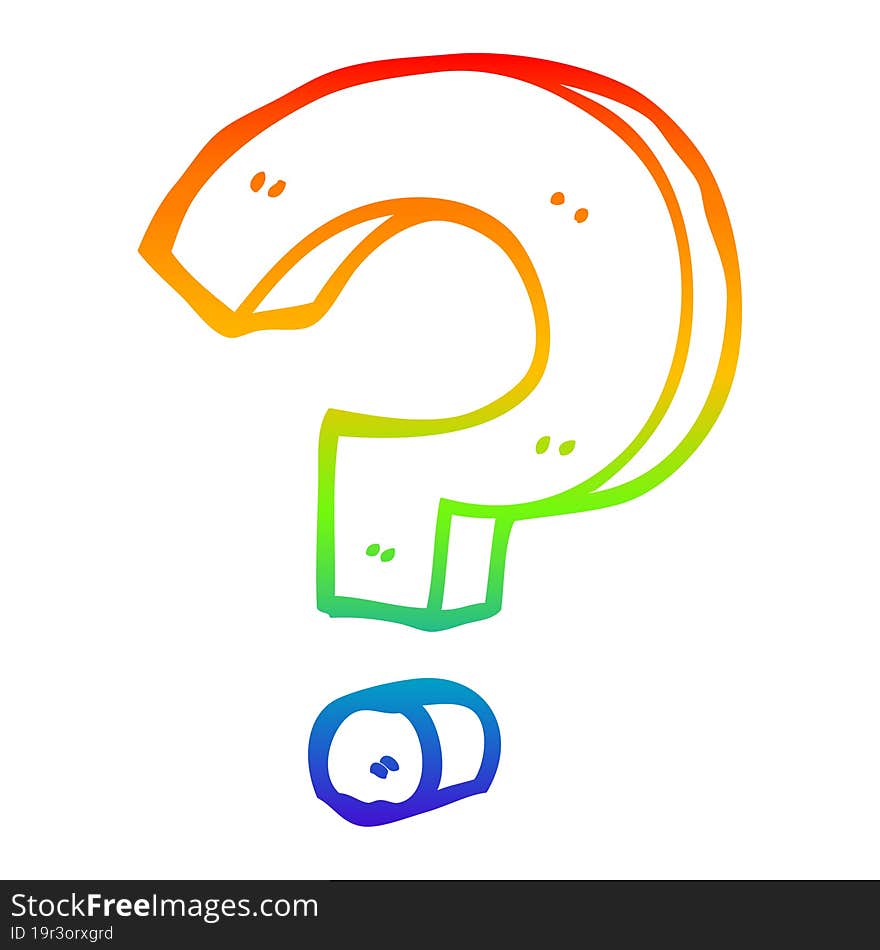 rainbow gradient line drawing cartoon question mark