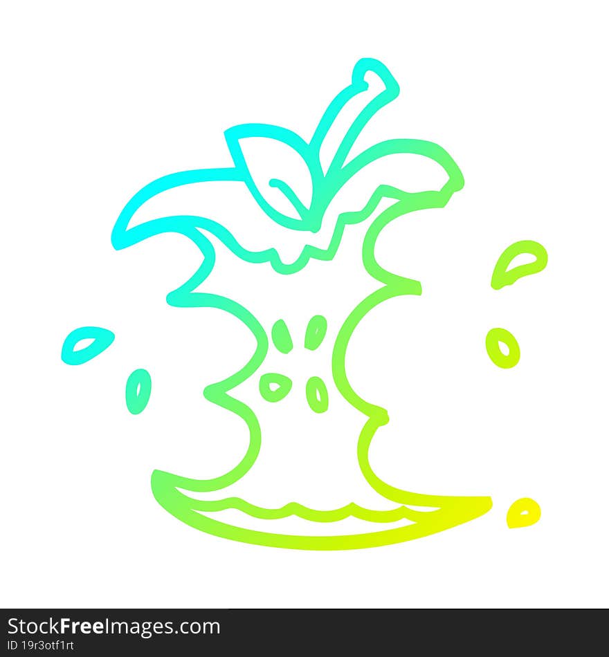 cold gradient line drawing cartoon juicy bitten apple