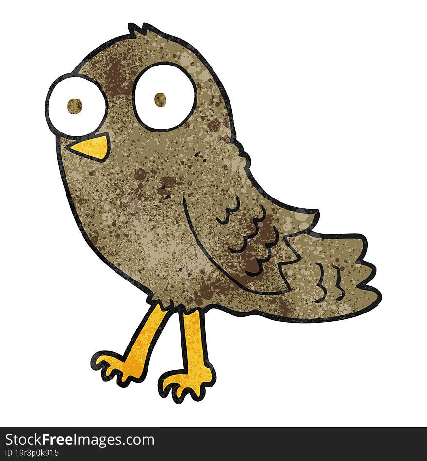 freehand textured cartoon bird