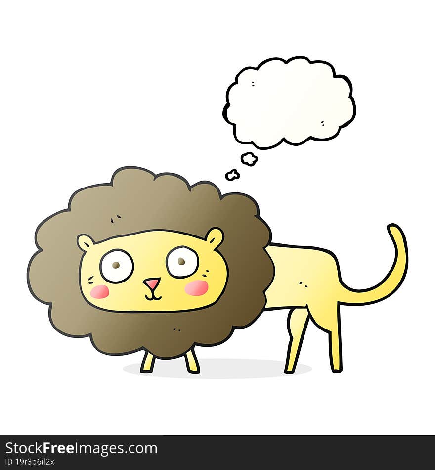 freehand drawn thought bubble cartoon lion