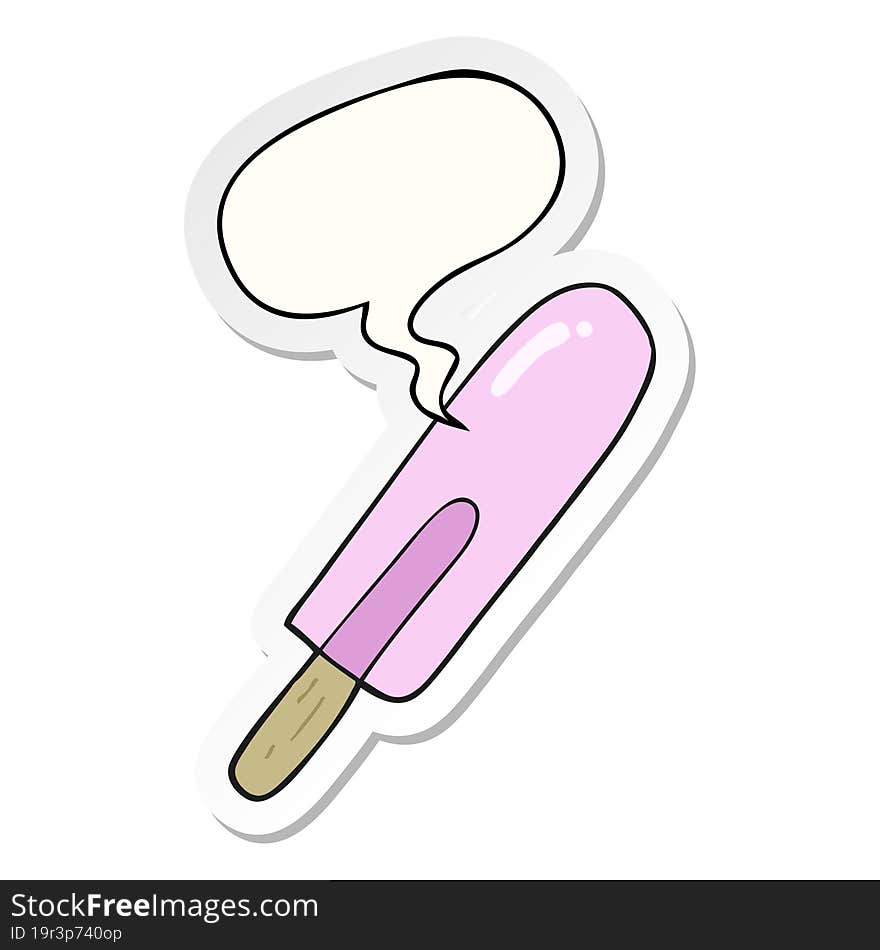 cartoon ice lolly and speech bubble sticker