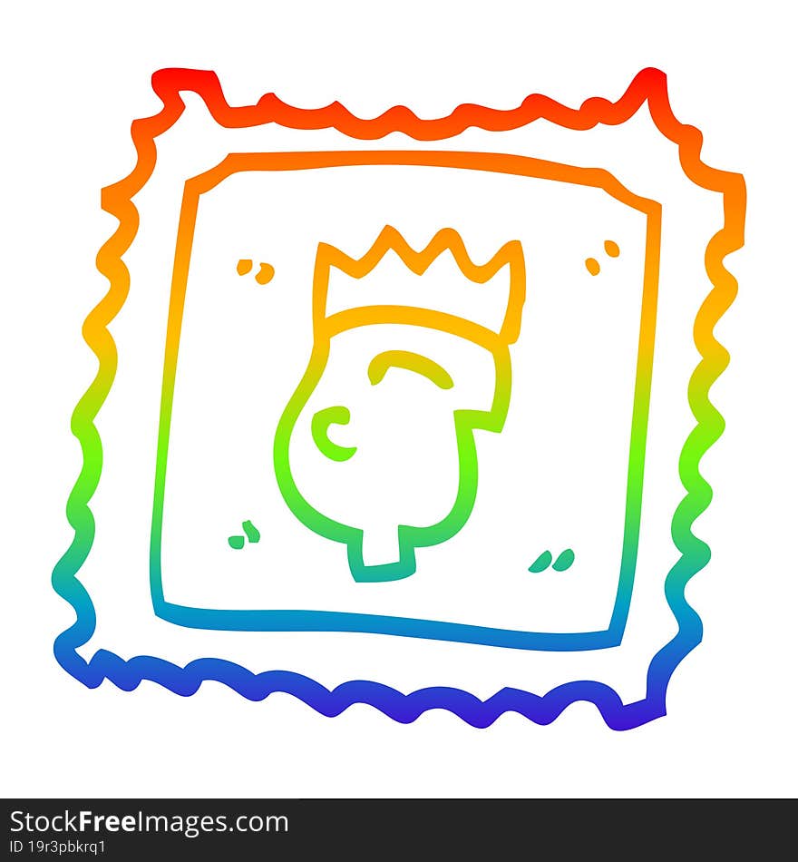 rainbow gradient line drawing carton stamp