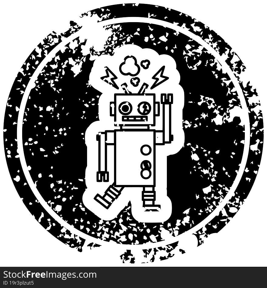 malfunctioning robot distressed icon symbol