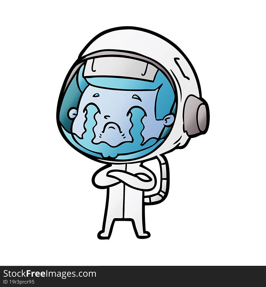 cartoon crying astronaut. cartoon crying astronaut