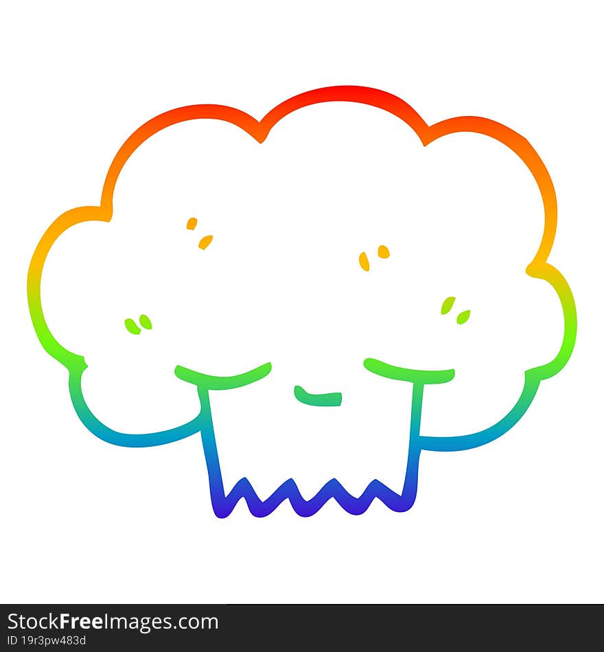 rainbow gradient line drawing cartoon explosion cloud