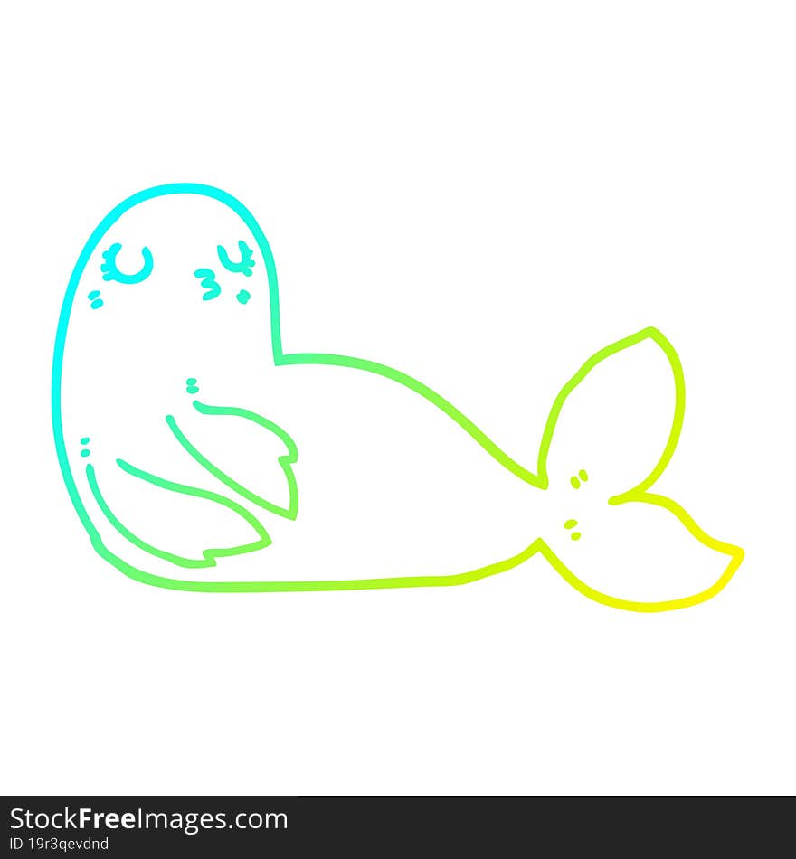 cold gradient line drawing cartoon seal