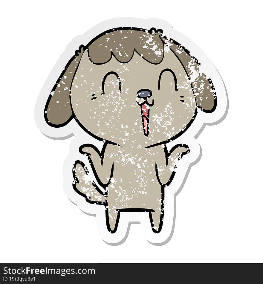 distressed sticker of a cartoon dog