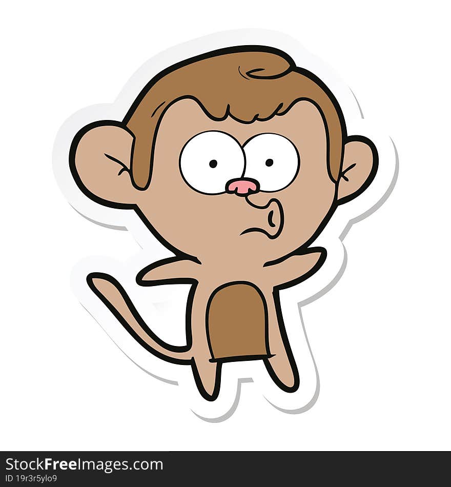 Sticker Of A Cartoon Surprised Monkey