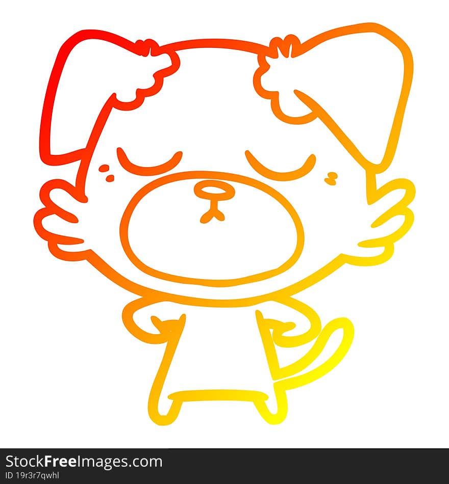 warm gradient line drawing cute cartoon dog