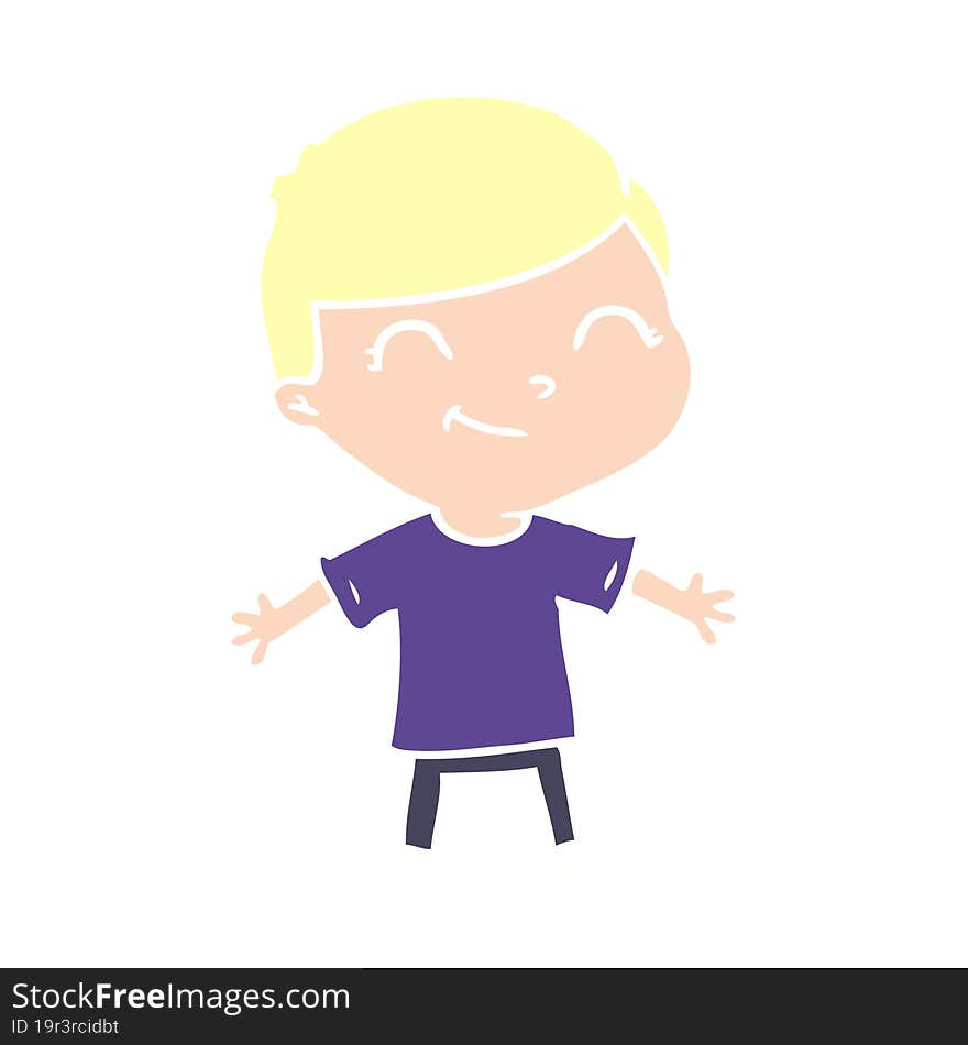 Flat Color Style Cartoon Boy Smiling