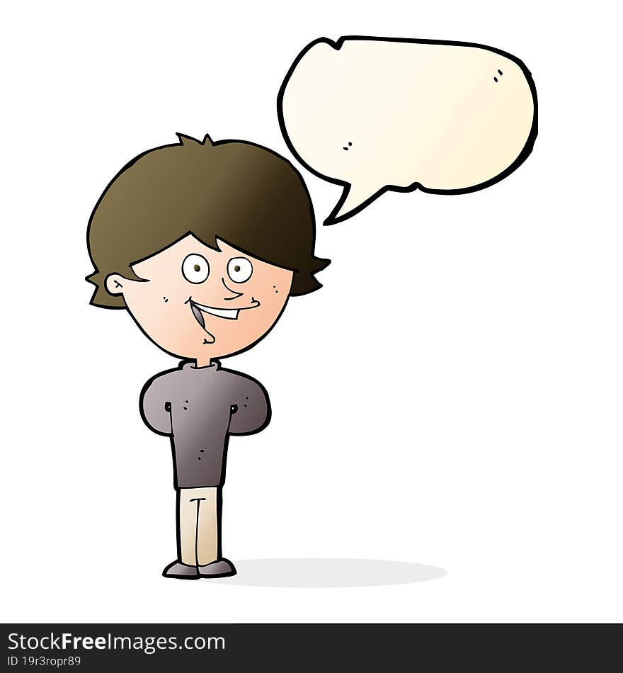 Cartoon Happy Boy With Speech Bubble