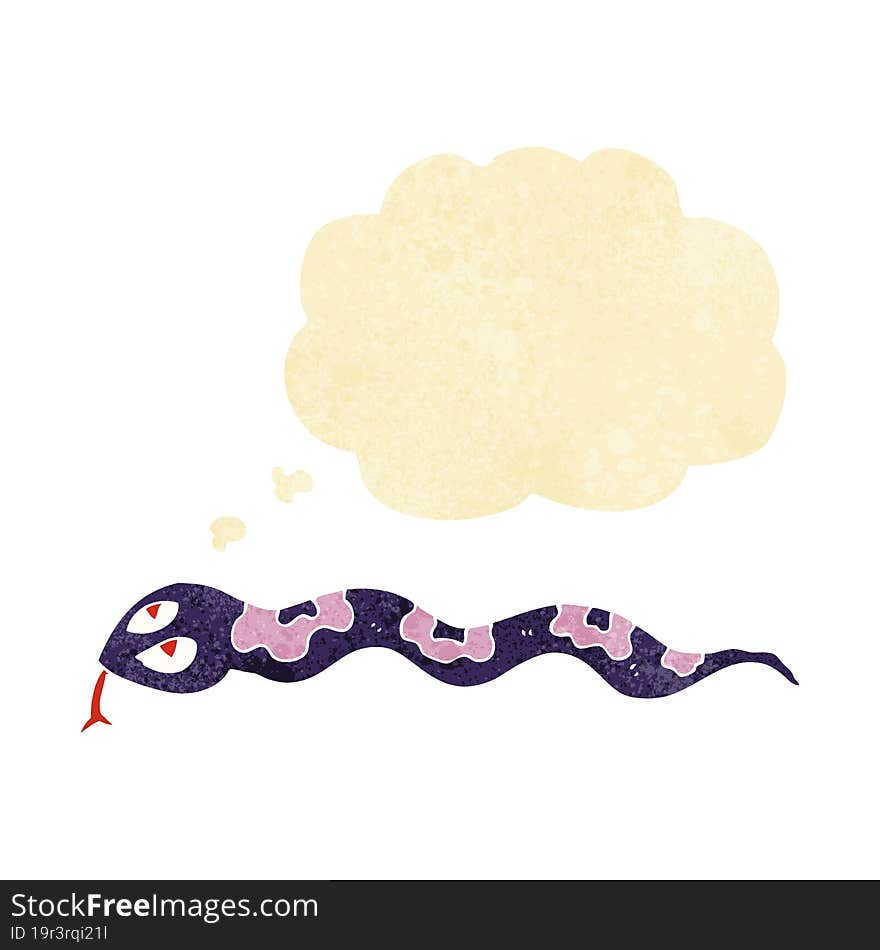 cartoon hissing snake with thought bubble