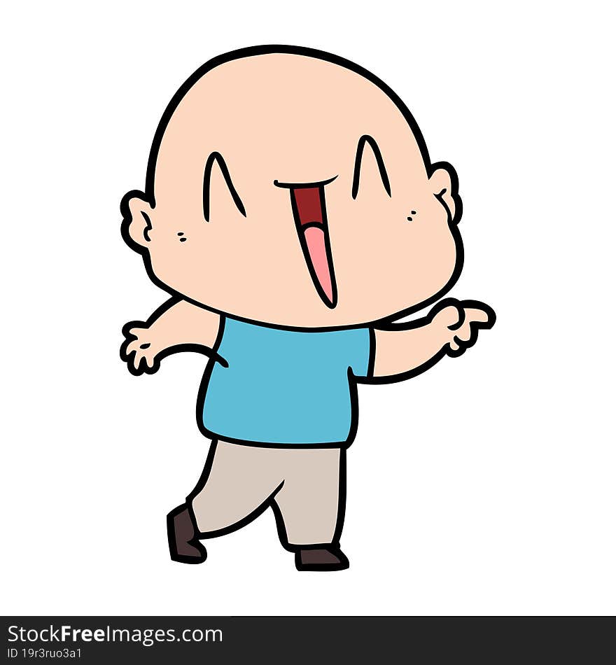 happy cartoon bald man. happy cartoon bald man