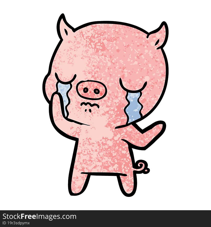 cartoon pig crying. cartoon pig crying