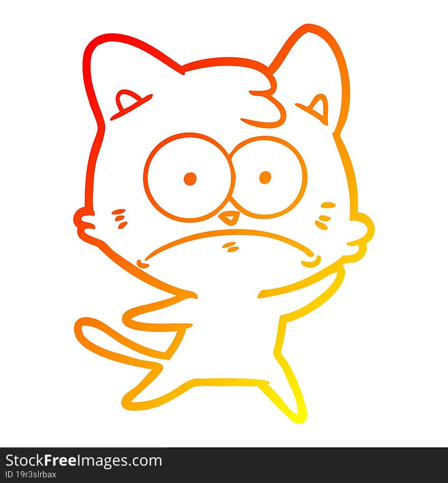 warm gradient line drawing cartoon nervous cat