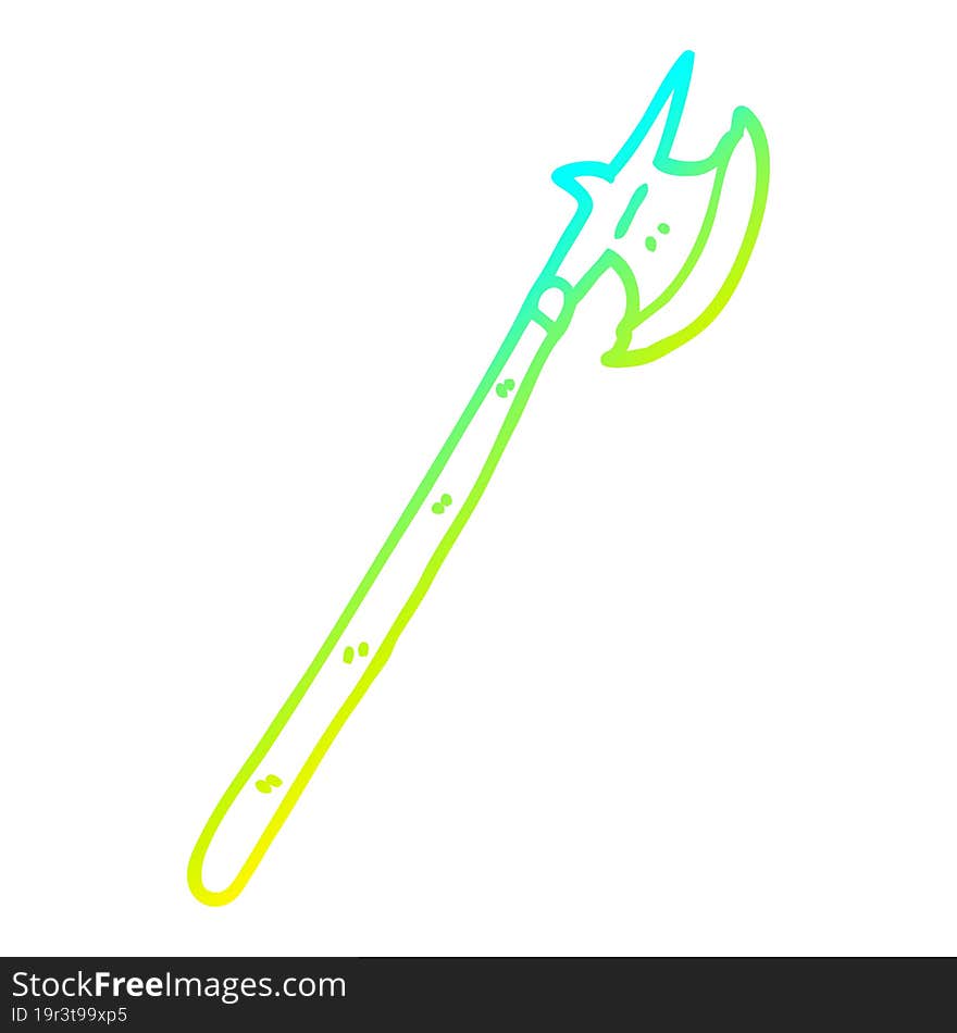 cold gradient line drawing cartoon medieval halberd